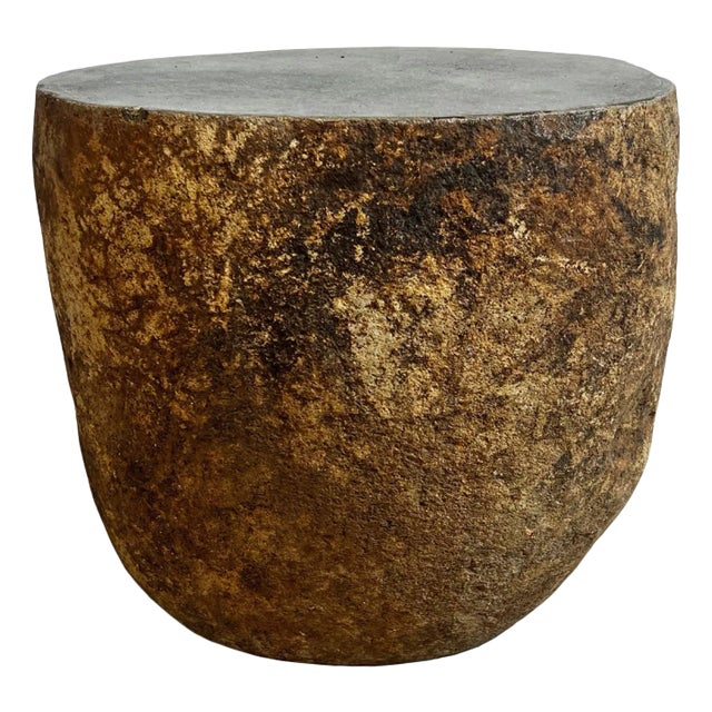 Vintage Stone Boulder Outdoor Side Table Stool For Sale
