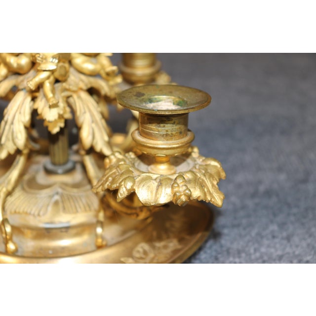 19th Century French Bronze Ormolu and Porcelain Figural Desk Lamp For Sale - Image 4 of 8