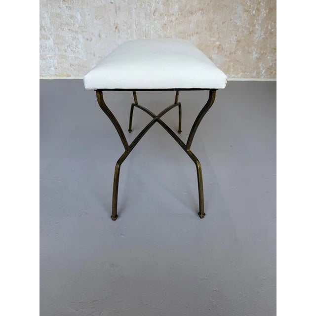Pair of Spanish Mid-Century Modern Style Gilt Iron Benches With X-Stretchers For Sale - Image 9 of 18