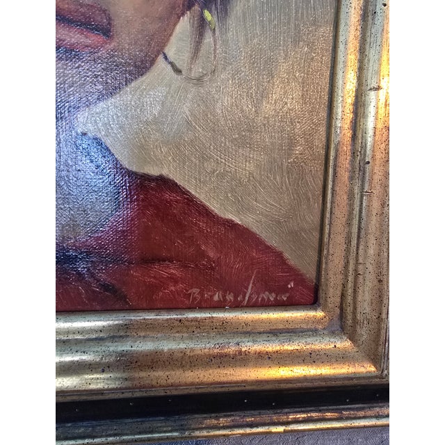 Mid-Century Modern Vintage Pre Mid Century Modern Signed Portrait Painting For Sale - Image 3 of 10