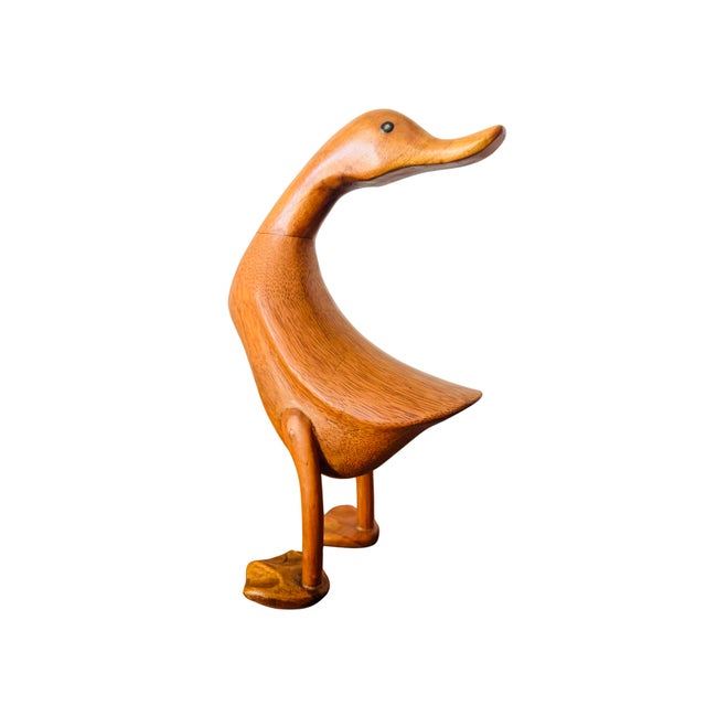 Mid 20th Century Duck Hand-Carved Natural Wooden Duck Sculpture – Organic Modern Folk Art Figurine, Sustainable Bamboo Root Decor For Sale - Image 4 of 17