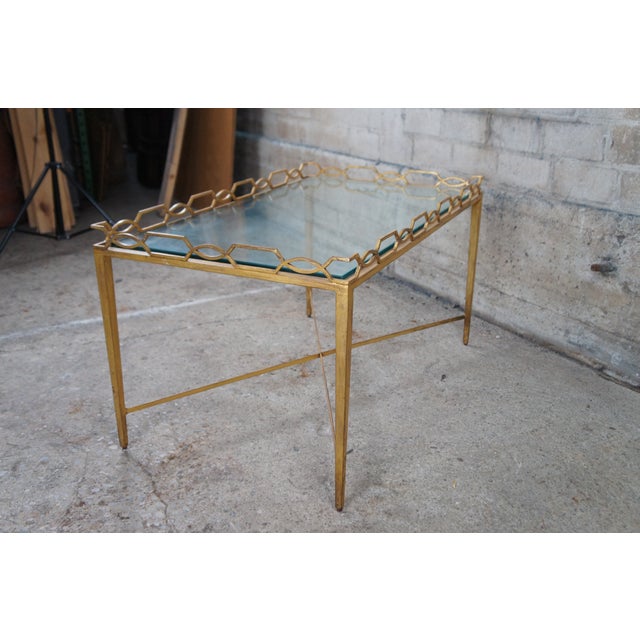 Maitland Smith Maison Jensen Style Regency Gilt Iron Glass Coffee Cocktail Table For Sale - Image 11 of 11