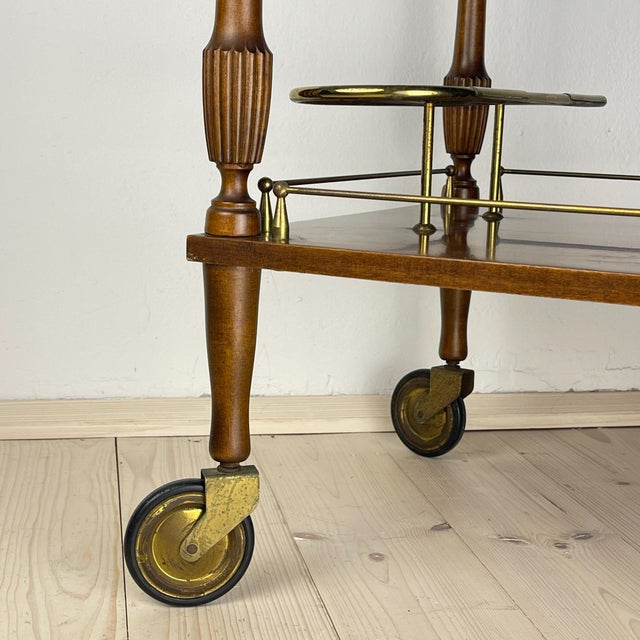 Mid-Century Modern Wooden Bar Cart Trolley, Italy, 1970s For Sale - Image 4 of 18
