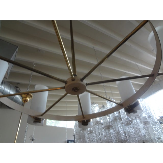 1960s Italian Modern Brass and Glass Chandelier For Sale - Image 11 of 12