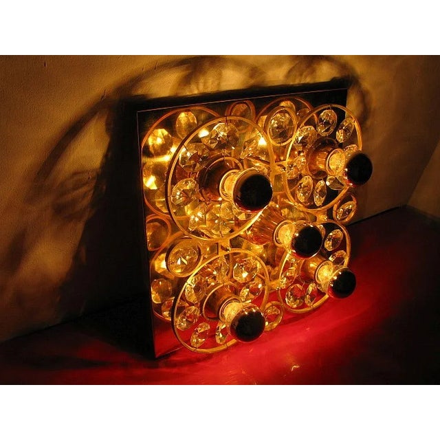 Metal Gold and Crystal Glass Sconce, 1960s For Sale - Image 7 of 18