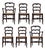 Antique Carved Wood French Country Rush Seat Dining Chairs, Set of 6 For Sale
