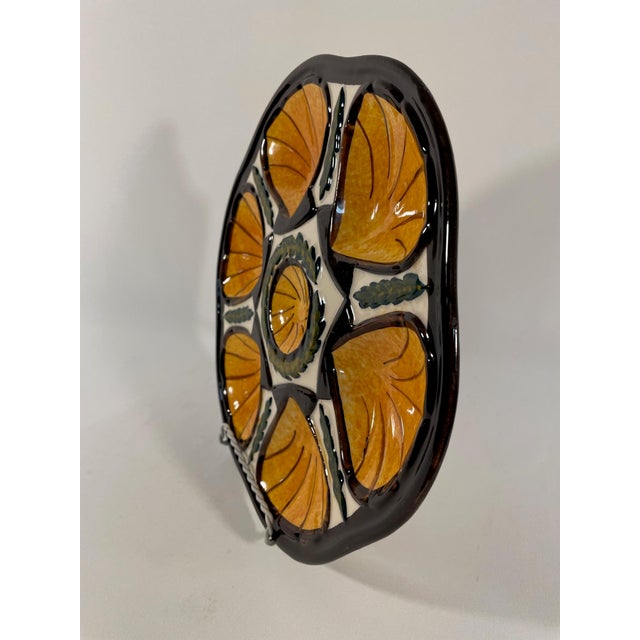 1950s French Saint Jean De Bretagne Majolica Oyster Plate For Sale - Image 9 of 15