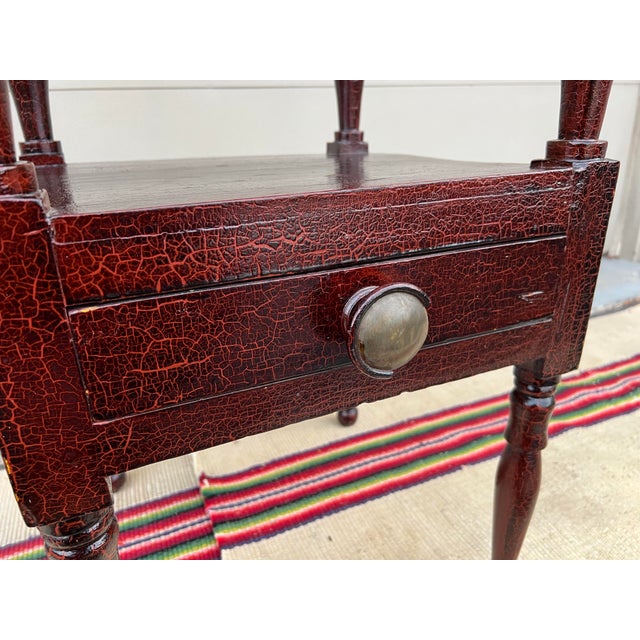 Early 19th Century A Antique New England Sheraton Washstand Side Table, With Craquelure Paint Circa 1820’s For Sale - Image 5 of 12