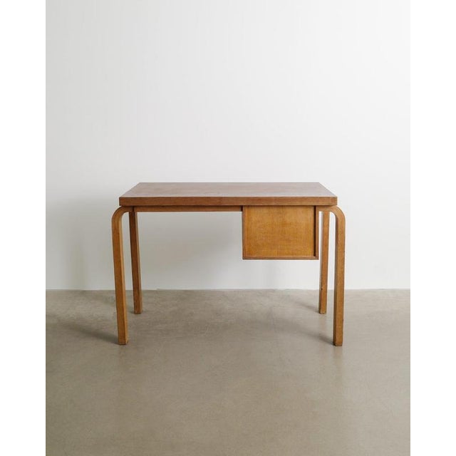 Brown Early Finnish Mid-Century Wooden Desk & Chair by Alvar Aalto for Stylchair, 1940s, Set of 2 For Sale - Image 8 of 13