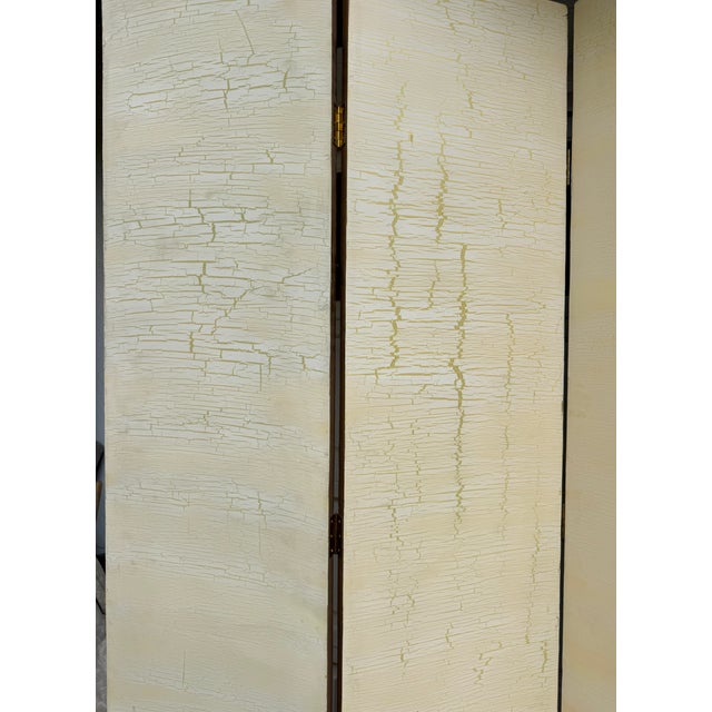 1970s Signed Peacock Relief 6-Panel Folding Screen by K. Walton 12/100 For Sale - Image 15 of 18