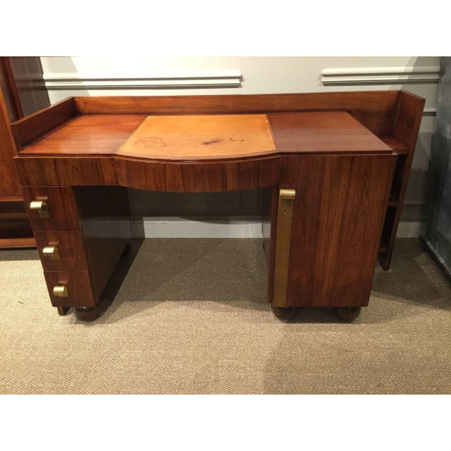 French Art Deco Rosewood Desk and Bookcase For Sale - Image 4 of 10