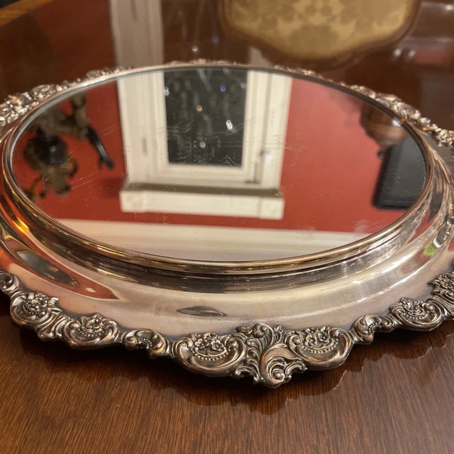 Wallace Silversmiths Mid 20th Century Grand Baroque Wallace Mirror Plateau For Sale - Image 4 of 5