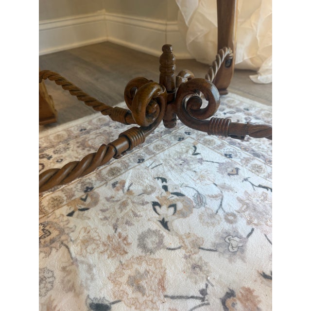 Set of 6 European Barley Twist Carved Upholstered Dining Chairs, Late 20th Century For Sale - Image 4 of 12