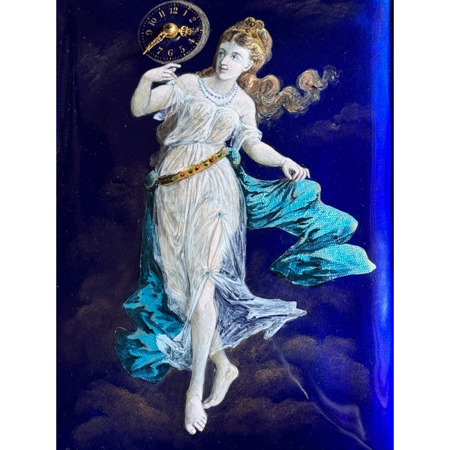 1860s Coblentz Louis XVI Blue Alabaster Enamel Table Clock 1pc For Sale - Image 13 of 17