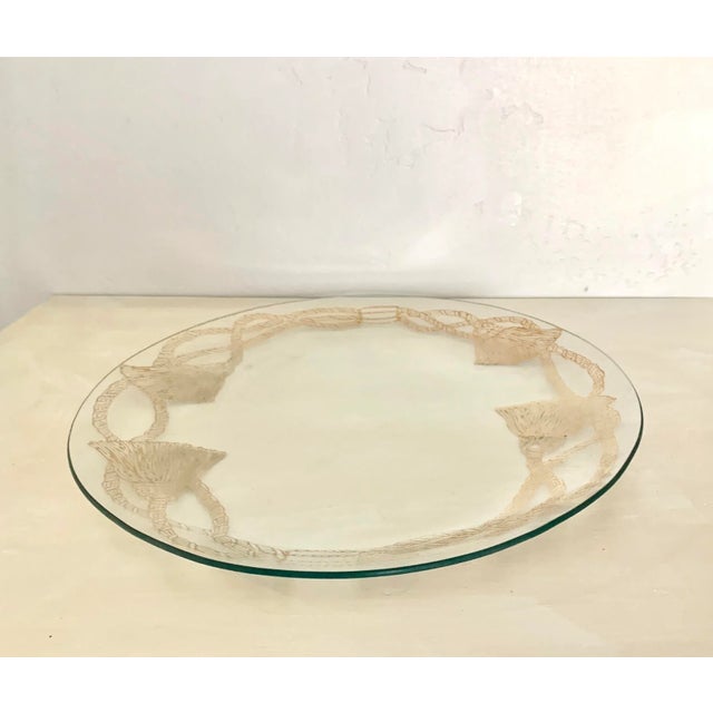 Late 20th Century Vintage Oval Transparent Glass Tray With Four Gilt Tassel Decoration For Sale - Image 5 of 6