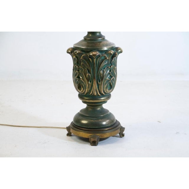 1930s Art Deco Italian Green and Gold Floor Lamp in Bronze and Ceramic, 1930s For Sale - Image 5 of 9