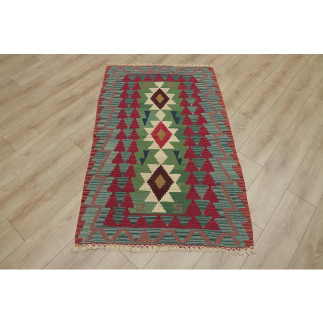1960s Tribal Style Geometric Design Handmade Oushak Kilim Rug For Sale - Image 12 of 12