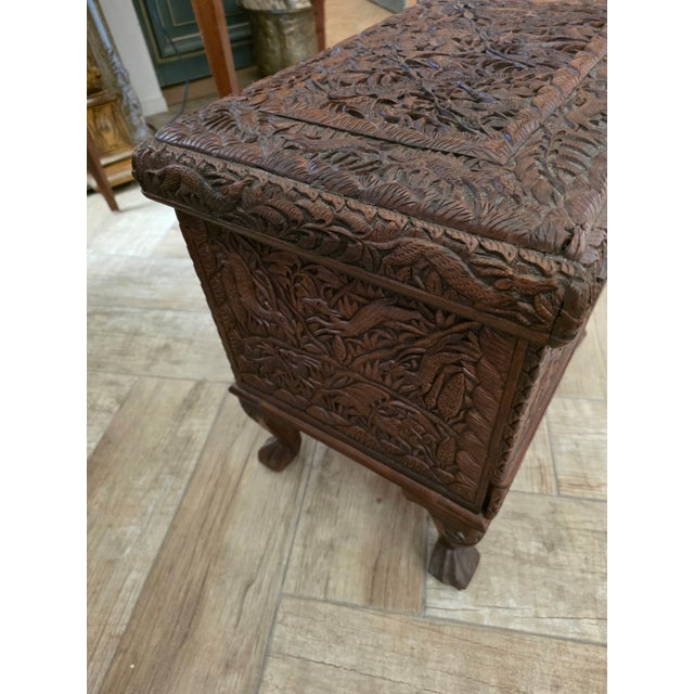 Heavily Carved Sandalwood Jewelry Chest For Sale - Image 16 of 17