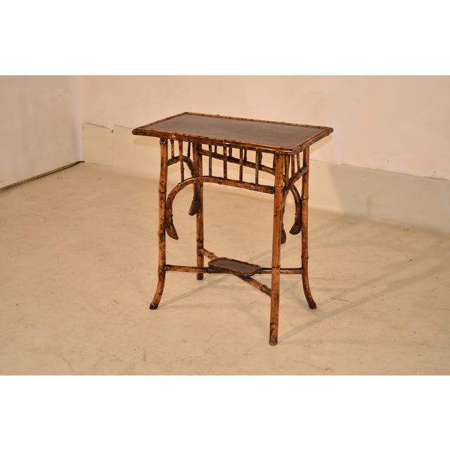 Brown 19th Century French Tortoise Bamboo Side Table With Chinoiserie Decoration For Sale - Image 8 of 8