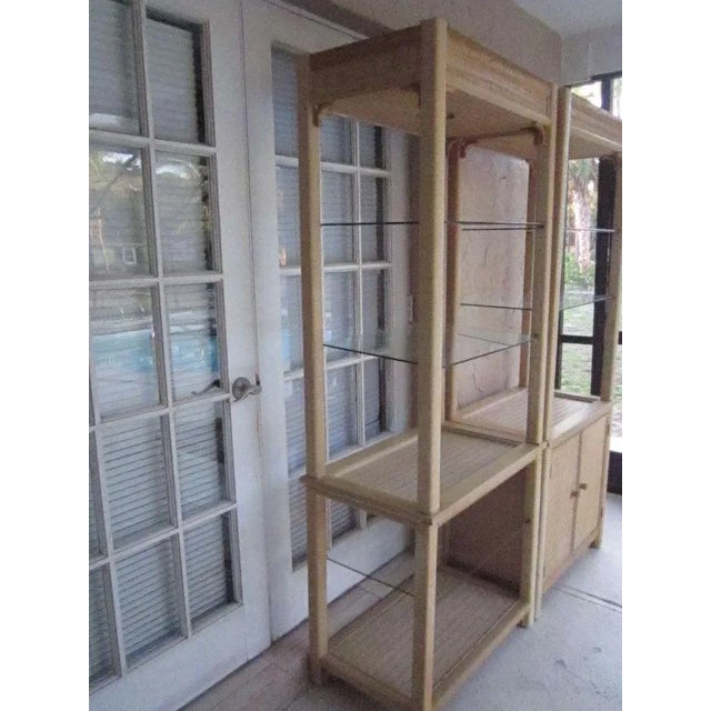 Entertainment Center Hollywood Regency Henry Link Wicker Rattan Beige Set Of 2 Style: Coastal Color: Beige Dimensions: 29"...