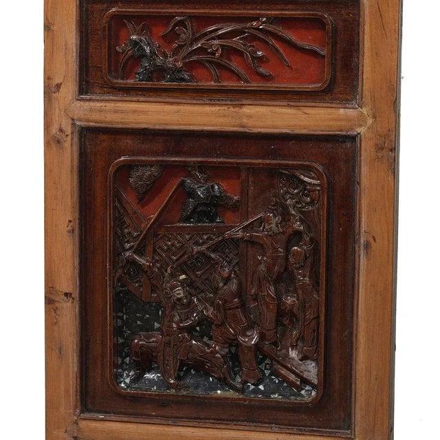 Tall Lattice Window Panels in Natural and Red, Set of 2 For Sale - Image 5 of 7