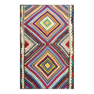 1940s Diamond Multicolor Turkish Decorative Flaweave Wool Kilim 6' 6" X 11' Rug For Sale