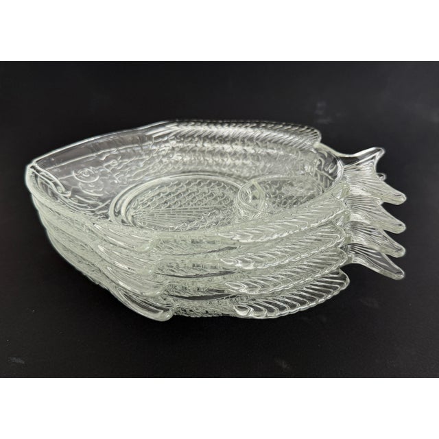French Vintage French 'Poisson' Fish Glass Snack Plate - Set of 4 For Sale - Image 3 of 5
