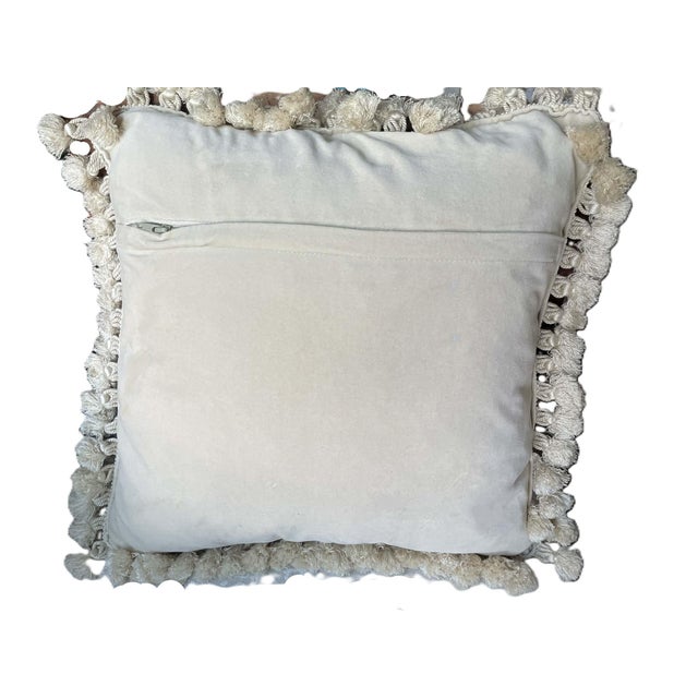 Textile Vintage Aubusson Handmade Needlepoint Pillow With Down Insert For Sale - Image 7 of 7