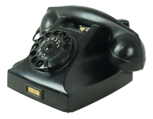 Vintage Black Bakelite Rotary Dial Telephone, 1950s