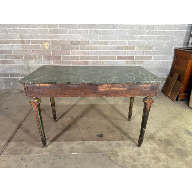 18th Century 18th Century Italian Console Table With Gold Leaf & Faux Marble Top For Sale - Image 5 of 6