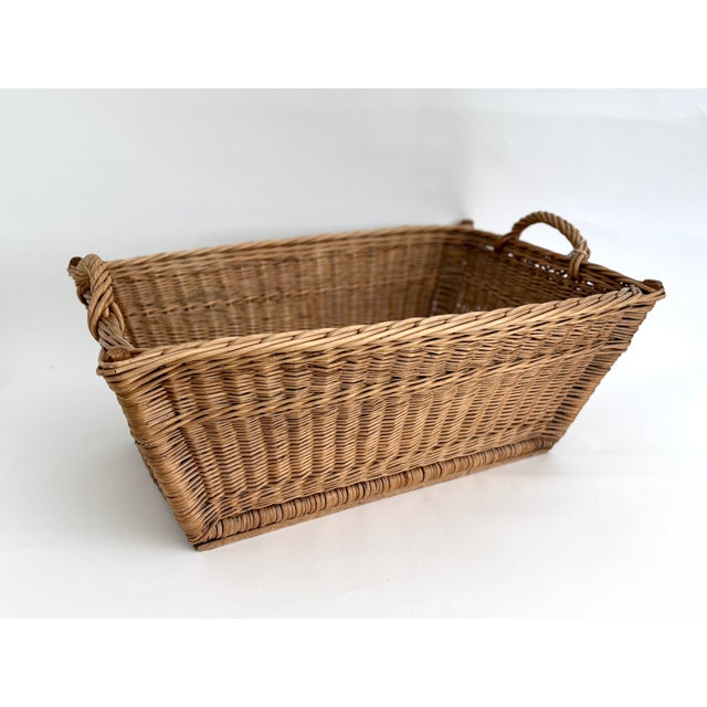 1960s French Wicker Market Basket 19" X 28" For Sale - Image 4 of 9
