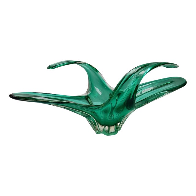 Large Green Glass Centrepiece, Belgium, 1970s For Sale