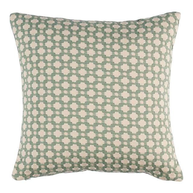 Schumacher x Celerie Kemble Betwixt 16" Pillow in Water/Ivory For Sale