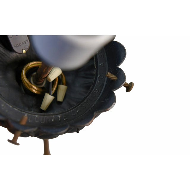 Opaline Pearly Pendant Light with Asian Decor and Brass Inlay from Accurate Casting Co., 1970s For Sale - Image 4 of 13