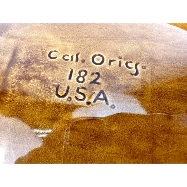 Burnt Orange Mid Century 1960's California Hand Painted Burnt Orange Fish Platter For Sale - Image 8 of 8