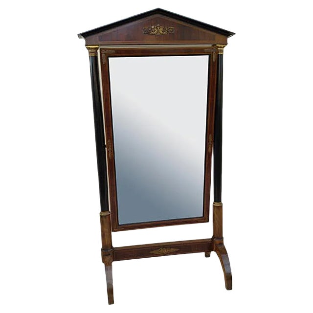 Brown Walnut Psyche Mirror For Sale