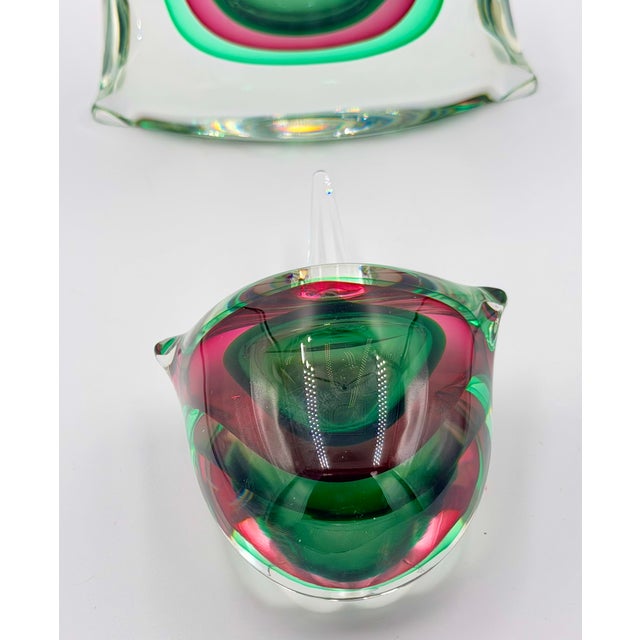 1950s MCM Murano Sommerso Teqnique Art Glass Sculpture Perfume Bottle Signed For Sale In Palm Springs - Image 6 of 12