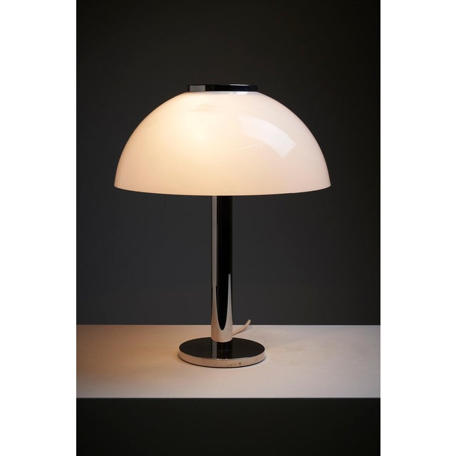 German Mushroom Table Lamp with Chrome Base & Acrylic Shade from Beisl Leuchte, 1970s For Sale - Image 11 of 16