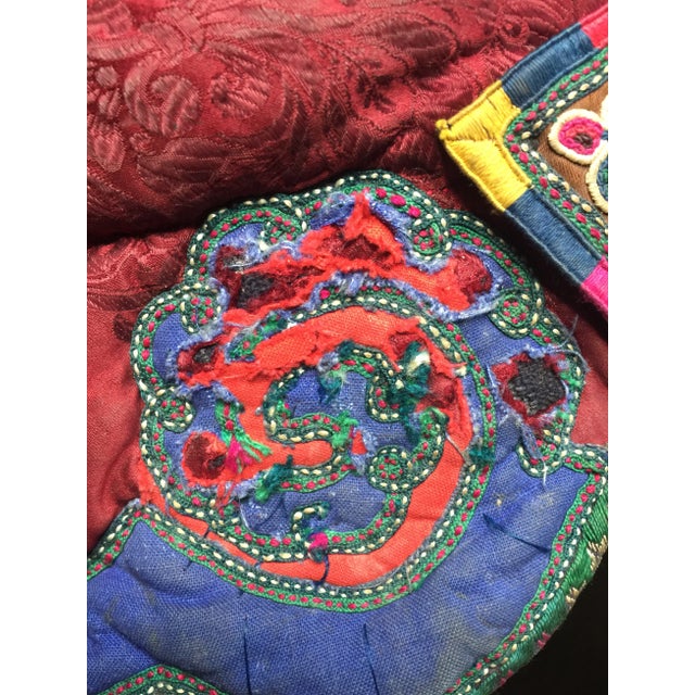 Red Early 20th Century Chinese Minority Embroidered Hat For Sale - Image 8 of 10