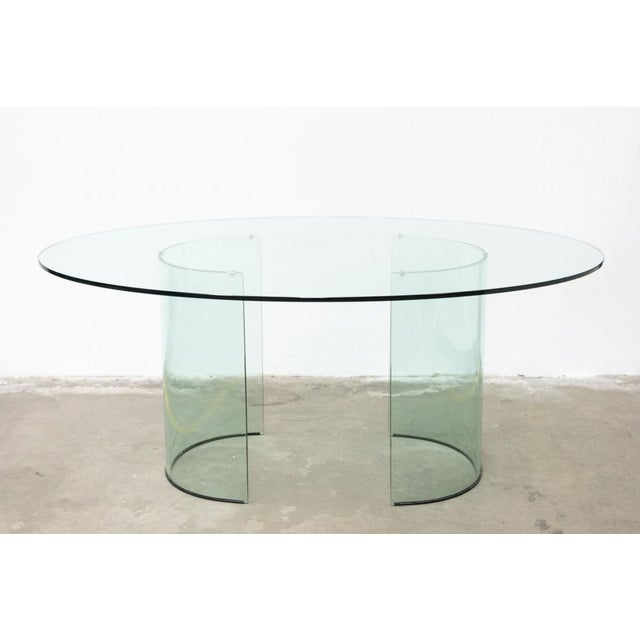 Oval Glass Table from Fiam, 1980s For Sale - Image 9 of 13