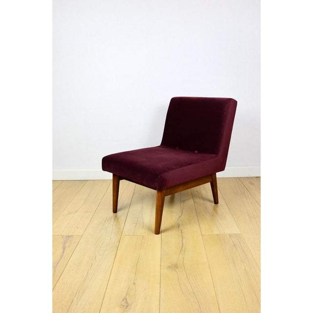 Vintage Loft Armchair in Burgundy Wine Velvet, 1970s For Sale - Image 3 of 12