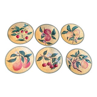 1980s Philippe Deshoulieres V&a Museum Porcelain De Limoges Appetizer/Fruit Plates,Made in France- Set of 6 For Sale