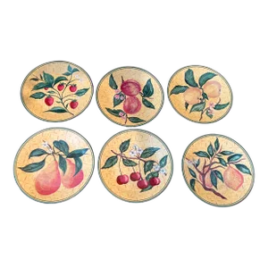 1980s Philippe Deshoulieres V&a Museum Porcelain De Limoges Appetizer/Fruit Plates,Made in France- Set of 6