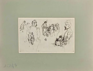 Henry Somm, Figures, Ink Drawing on Paper, Late 19th Century