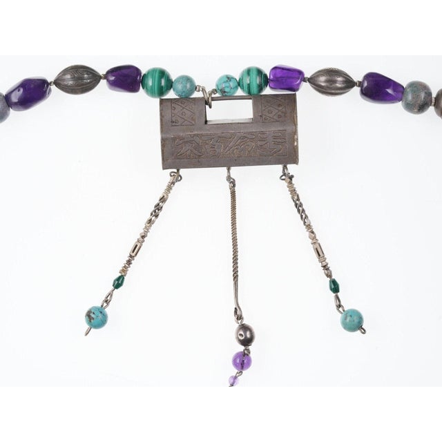 Chinese Antique Chinese silver Later beaded necklace For Sale - Image 3 of 6