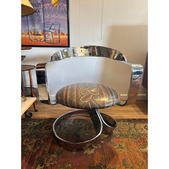 Carlos Ojínaga Erill "Cinta" Swivel Armchair, Stainless Steel, Spanish Mid-Century For Sale - Image 4 of 9