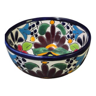 Hand Painted Talavera Mexican Colorful Bowl For Sale