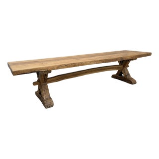 Large Vintage Oak Bench, 1950 For Sale