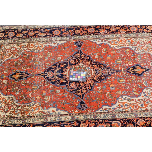 Ivory Antique Persian Mohtasham Kashan Rug 4’3" X 6’5" For Sale - Image 8 of 10