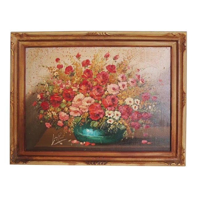 Painted Floral Composition by Lina Rossi, 1930s For Sale